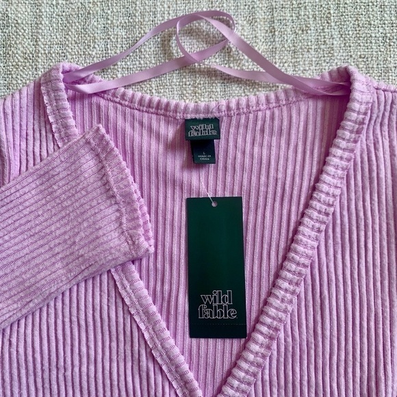 New 2-pc Bundle WILD FABLE Tops Pink Lavender Shirts Waffle Ribbed Women’s L NWT - Picture 5 of 16